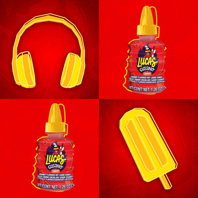 Lucas Gusano Fruity Chamoy Flavored Liquid Spicy Candy, 1.26Oz - 10 Pieces Pack for Treats, Fruit, Snack, Parties, Piñatas