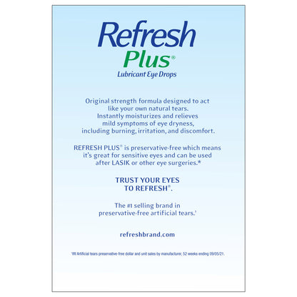 Refresh plus Preservative-Free Lubricant Eye Drops, 100 Single Use Containers