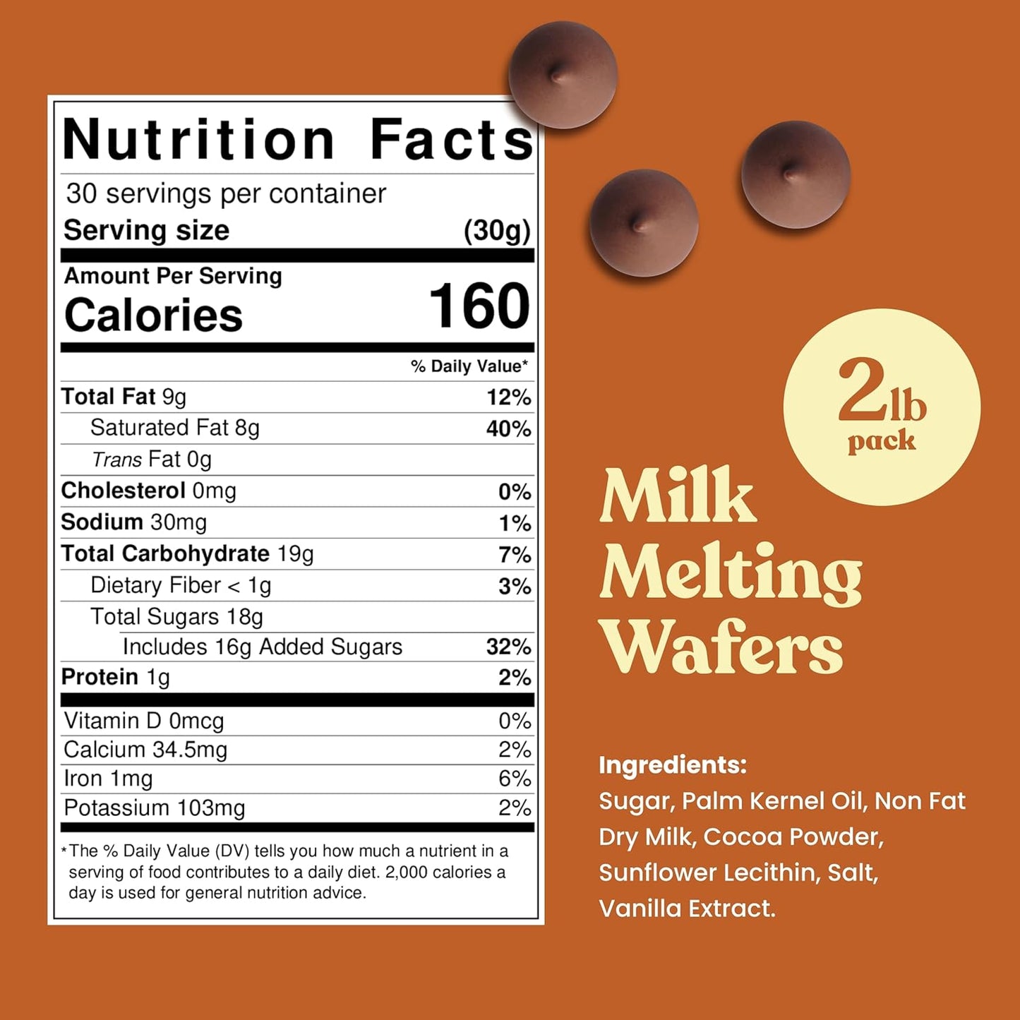 Cambie Melting Chocolate Wafers Melts - 2 Pounds Premium Quality, Case of 8