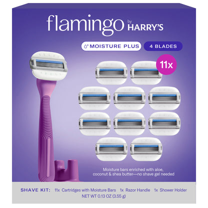 Flamingo by Harry'S Moisture plus Razor Set 11 Cartridges + 1 Handle