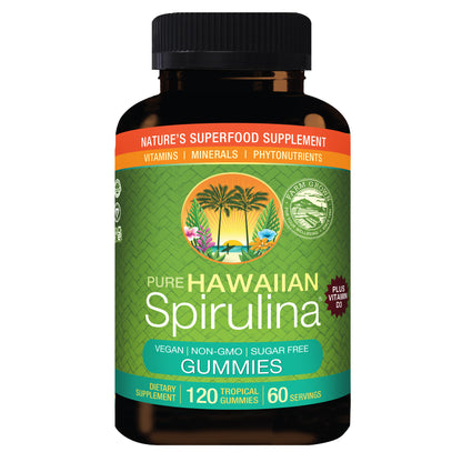 Pure Hawaiian Spirulina plus Vitamin D3 200 Mg, 120 Gummies, Tropical