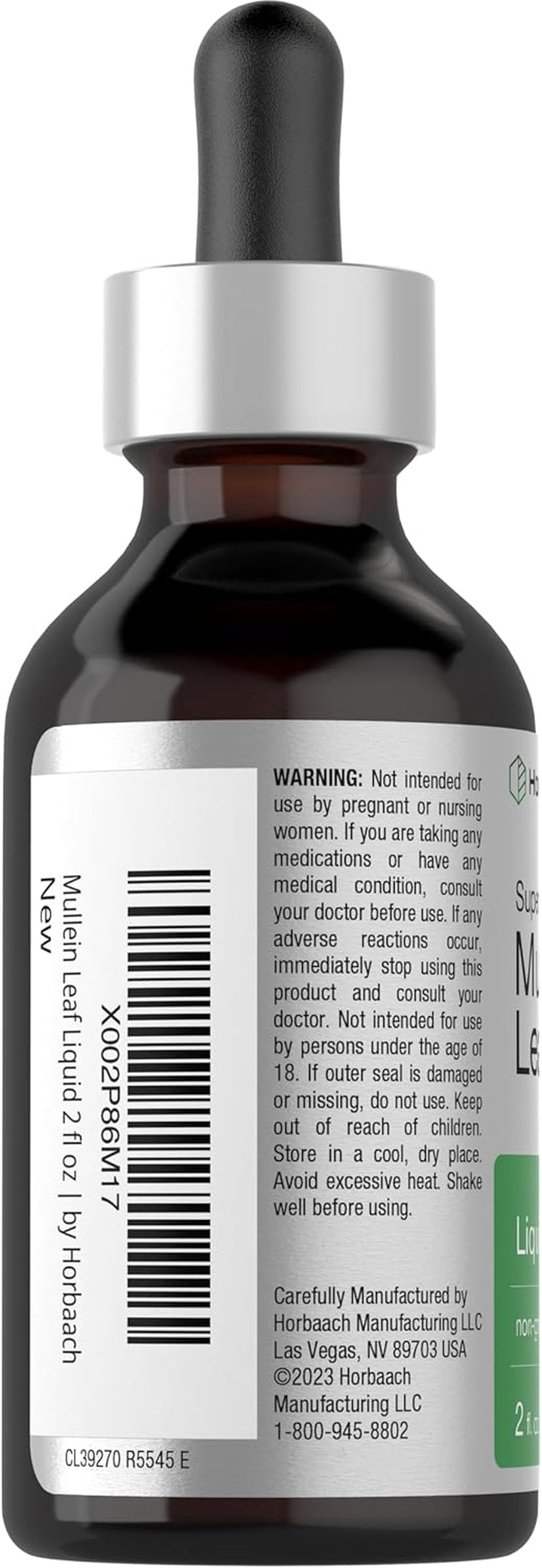 Horbäach Mullein Leaf Extract Drops | 2 Fl Oz | Alcohol Free Liquid Tincture | Vegetarian, Non-Gmo & Gluten Free Herbal Supplement