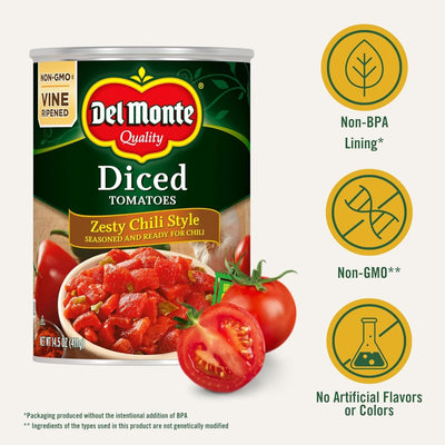 Del Monte Canned Diced Tomatoes Zesty Chili Style, 14.5 Ounce