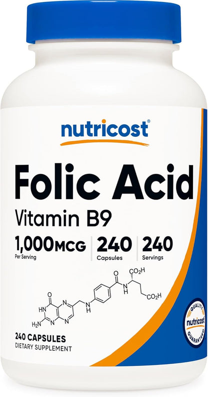 Folic Acid (Vitamin B9) 1000 Mcg, 240 Capsules