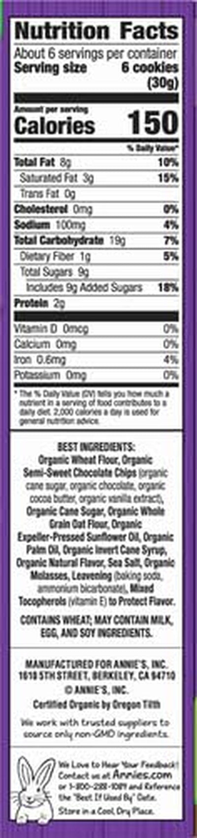 Annie'S Organic Chocolate Chip Cookie Bites, 6.5 Oz.