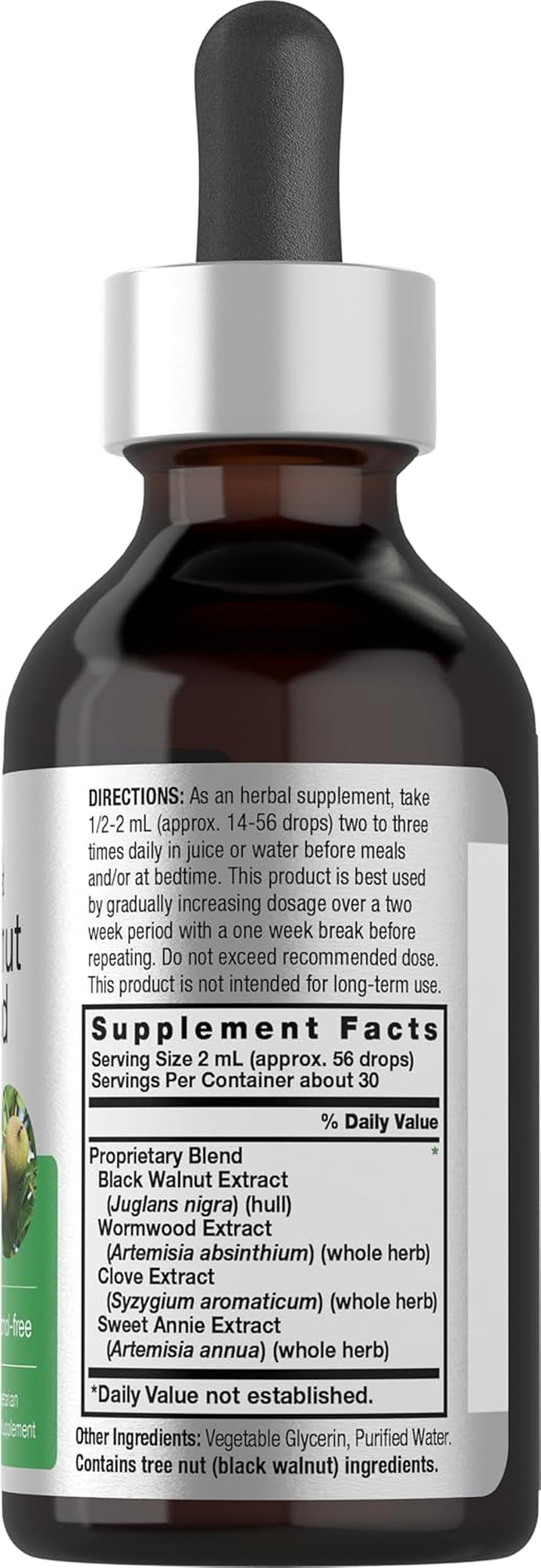 Horbäach Black Walnut Hull Wormwood Extract Tincture | 2 Fl Oz | Alcohol Free Liquid | Vegetarian, Non-Gmo & Gluten Free Supplement