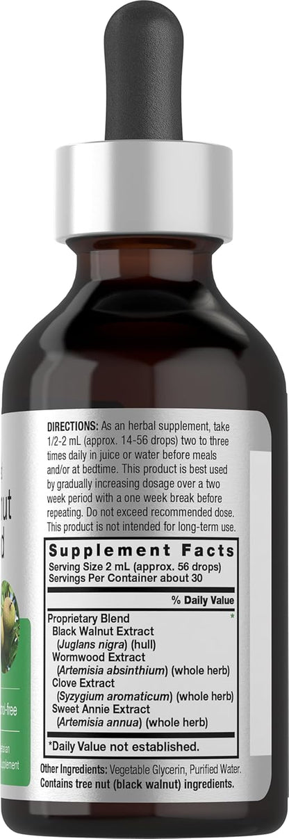 Horbäach Black Walnut Hull Wormwood Extract Tincture | 2 Fl Oz | Alcohol Free Liquid | Vegetarian, Non-Gmo & Gluten Free Supplement
