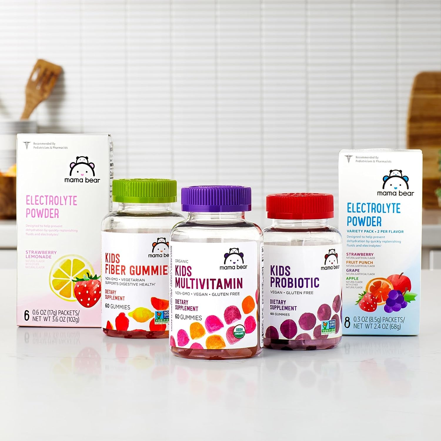 - Mama Bear Organic Kids Multivitamin, 60 Gummies, 1 Month Supply (Packaging May Vary), Berry, Cherry & Orange