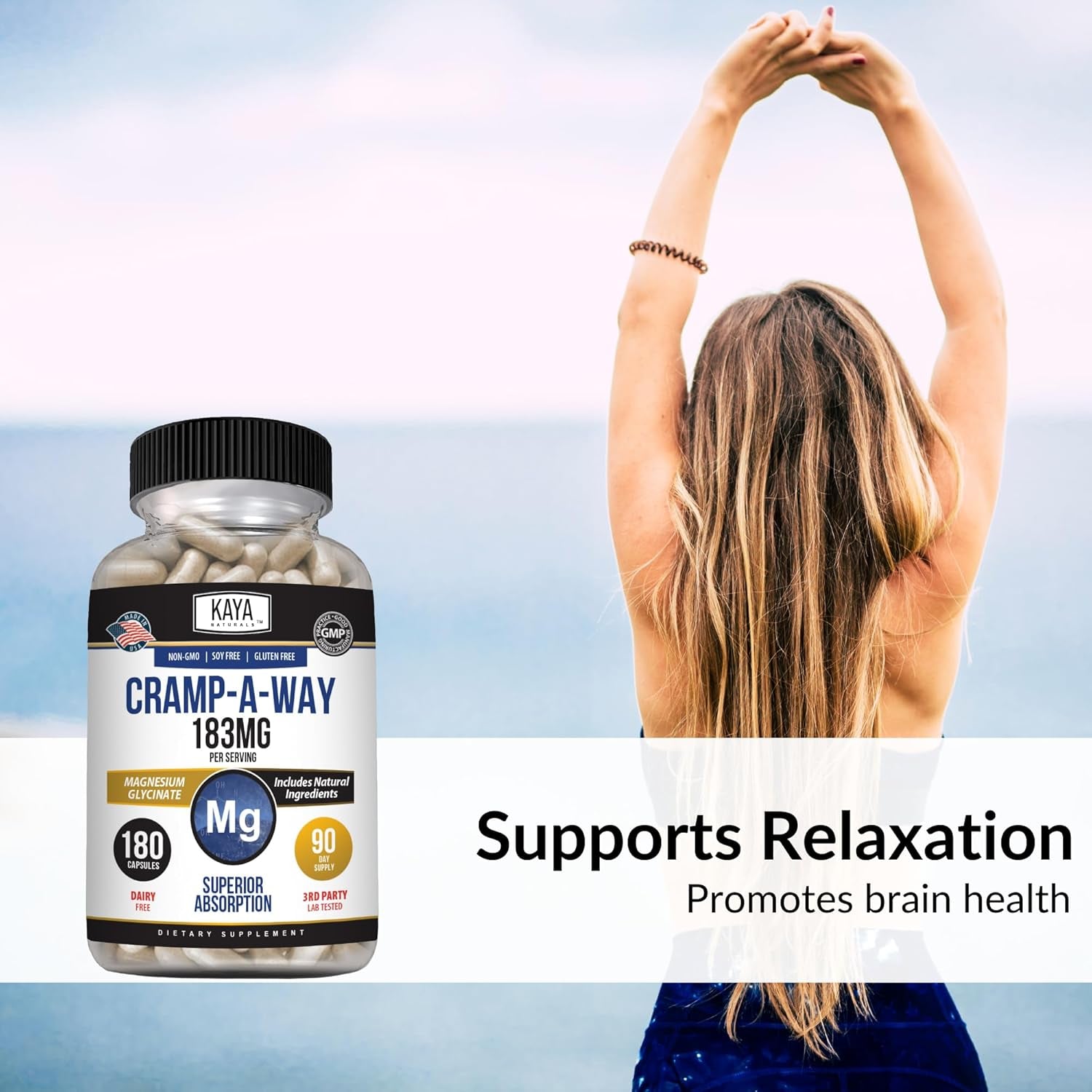 Naturals Cramp-A-Way Magnesium Glycinate 183Mg (180 Count (Pack of 1))