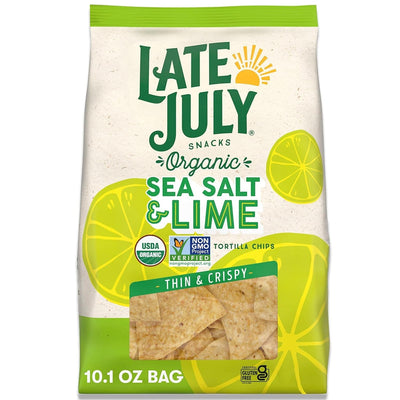 Late July Snacks Thin and Crispy Organic Tortilla Chips with Sea Salt and Lime, 10.1 Oz Bag