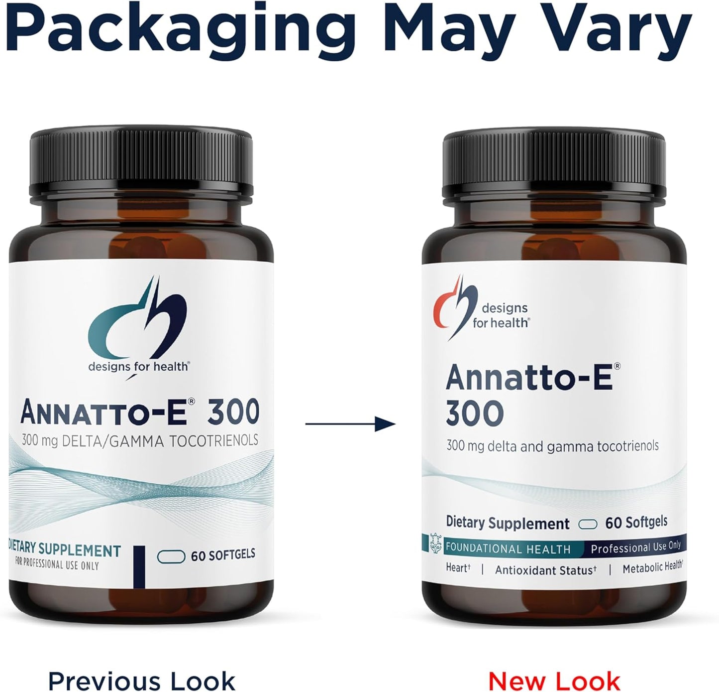 Designs for Health Annatto-E 300Mg Tocotrienols Vitamin E -  + Gamma Tocotrienols to Support Heart Health, Eye Health, Healthy Aging - Deltagold Antioxidants Supplement (60 Vitamin E Softgels)