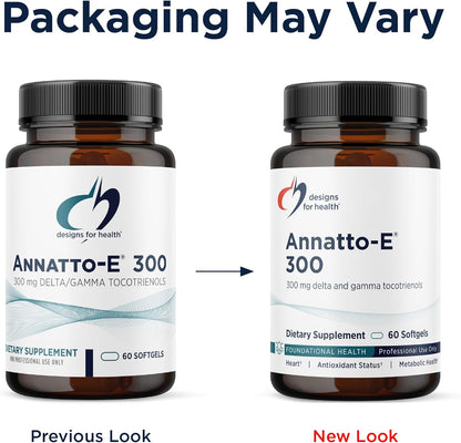 Designs for Health Annatto-E 300Mg Tocotrienols Vitamin E -  + Gamma Tocotrienols to Support Heart Health, Eye Health, Healthy Aging - Deltagold Antioxidants Supplement (60 Vitamin E Softgels)