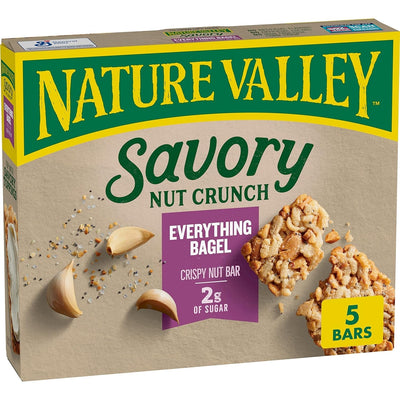Nature Valley Savory Nut Crunch Bars, Everything Bagel, 0.89 Oz, 5 Bars