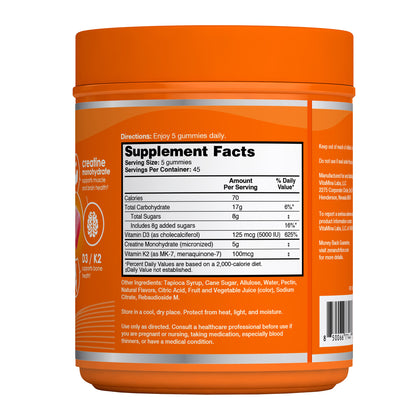 Zena Creatine Monohydrate + D3/K2 Gummies, 225-Count