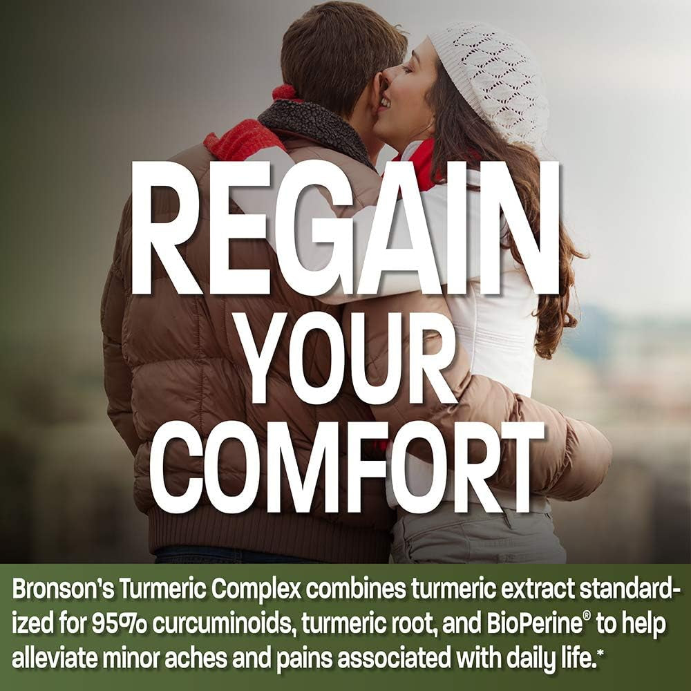 Bronson Turmeric Curcumin with Bioperine - High  Premium Joint Support with 95% Standardized Curcuminoids - Non-Gmo Capsules with Black Pepper - 120 Count