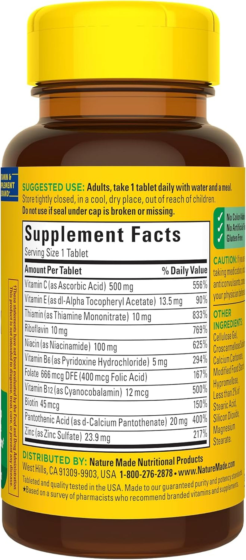 Nature Made Stress B Complex with Vitamin C and Zinc, B Complex Vitamins for Women and Men, Immune Support, 75 Tablets, 75 Day Supply