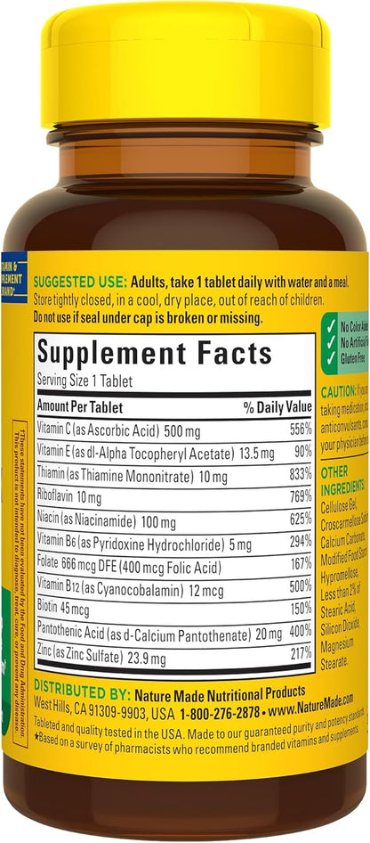 Nature Made Stress B Complex with Vitamin C and Zinc, B Complex Vitamins for Women and Men, Immune Support, 75 Tablets, 75 Day Supply