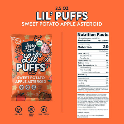 Lesserevil Organic Sweet Potato Apple Lil' Puffs, 2.5 OZ