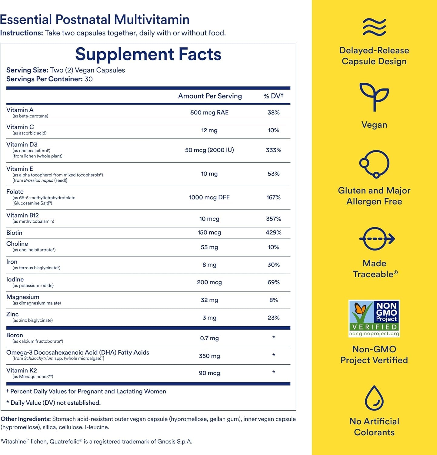Ritual Essential for Women Postnatal Multivitamin - Postpartum Vitamin - Omega-3 DHA & Choline for Lactation Support, Vitamin A, C, D3 & Zinc for Immune Function Support*, B12, Iodine, Biotin, 30 Day