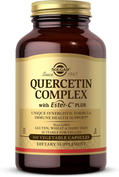 Solgar Quercetin Complex with Ester-C Plus, 100 Vegetable Capsules - Supports Immune Health, Antioxidant - Gentle on the Stomach Vitamin C - Non-Gmo, Vegan, Gluten/Dairy Free - 50 Servings