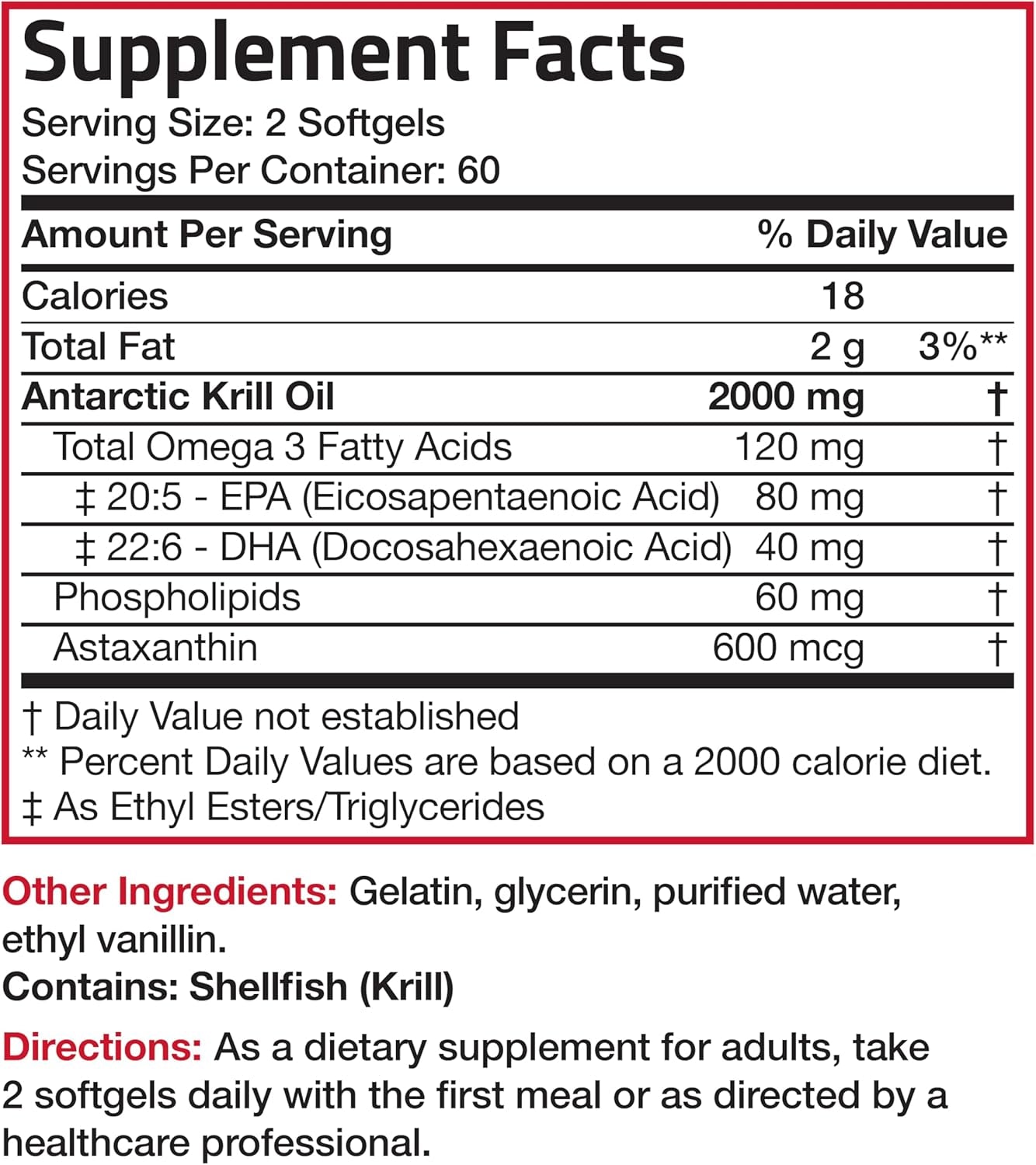 Bronson Antarctic Krill Oil 2000 Mg with Omega-3S EPA, DHA, Astaxanthin and Phospholipids 120 Softgels (60 Servings)