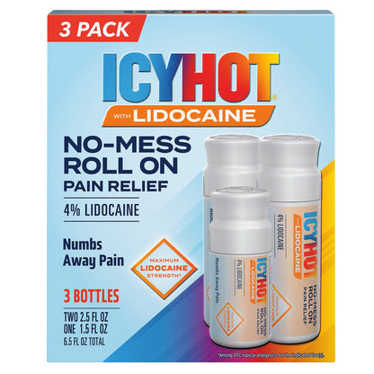 Icy Hot Lidocaine Roll-On, 3-Pack