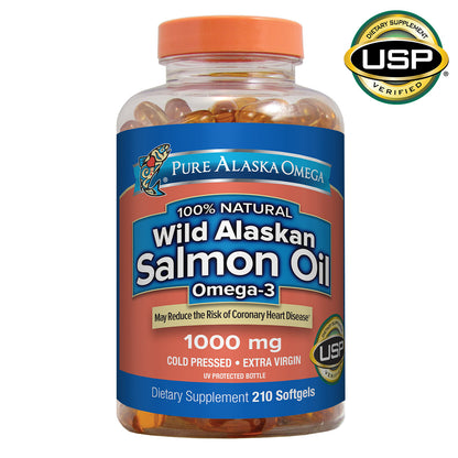 Pure Alaska Omega Wild Salmon Oil 1000 Mg, 210 Softgels