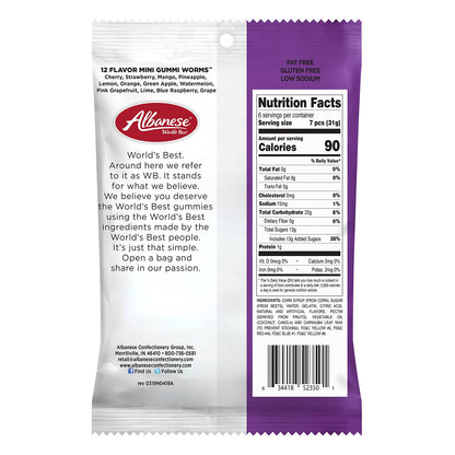 Albanese World'S Best 12 Flavor Mini Gummi Worms, 7.5Oz Case of 48