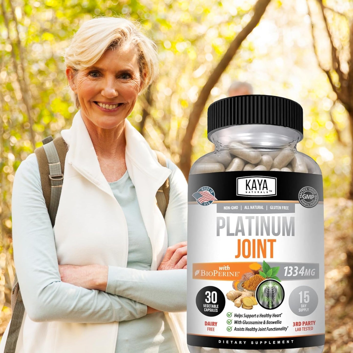 Naturals Platinum Mobility Turmeric - Bioperine, Glucosamine, Turmeric with Boswellia, Healthy Natural Mobility Support, Turmeric Curcumin 1334Mg - 30 Capsules