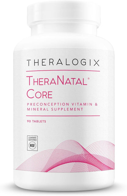 Theralogix Theranatal Core Preconception Vitamin Supplement - 90-Day Supply - Prenatal Vitamins & Fertility Supplement for Women with Folate, Vitamin D3, Choline & More* - NSF Certified - 90 Tablets
