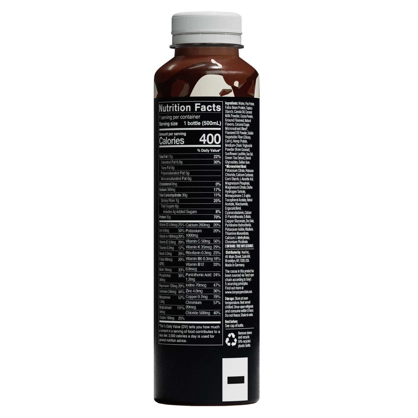 Huel Black Edition High-Protein Chocolate Meal  Drink, 16.9 Fl Oz, 12-Pack