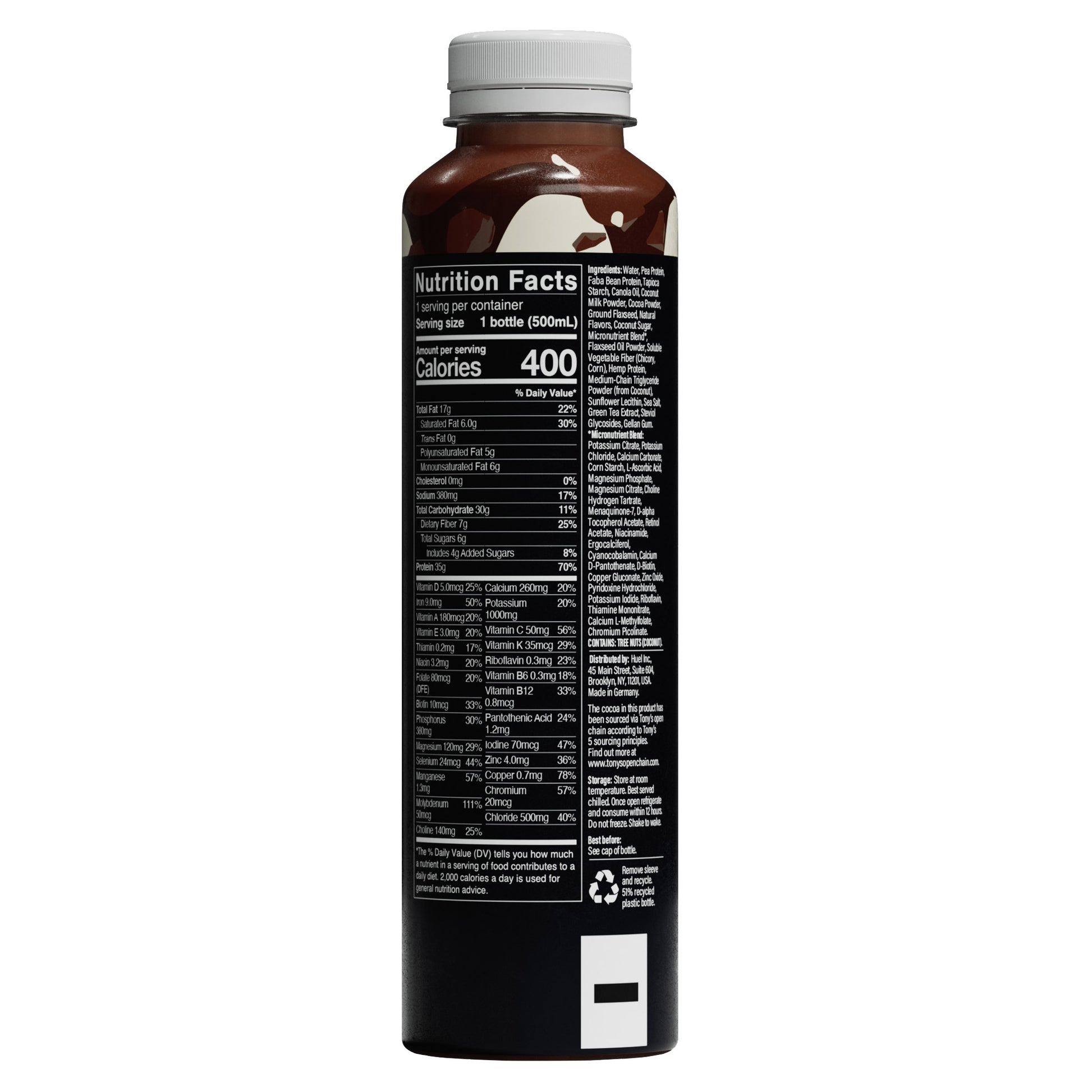Huel Black Edition High-Protein Chocolate Meal  Drink, 16.9 Fl Oz, 12-Pack