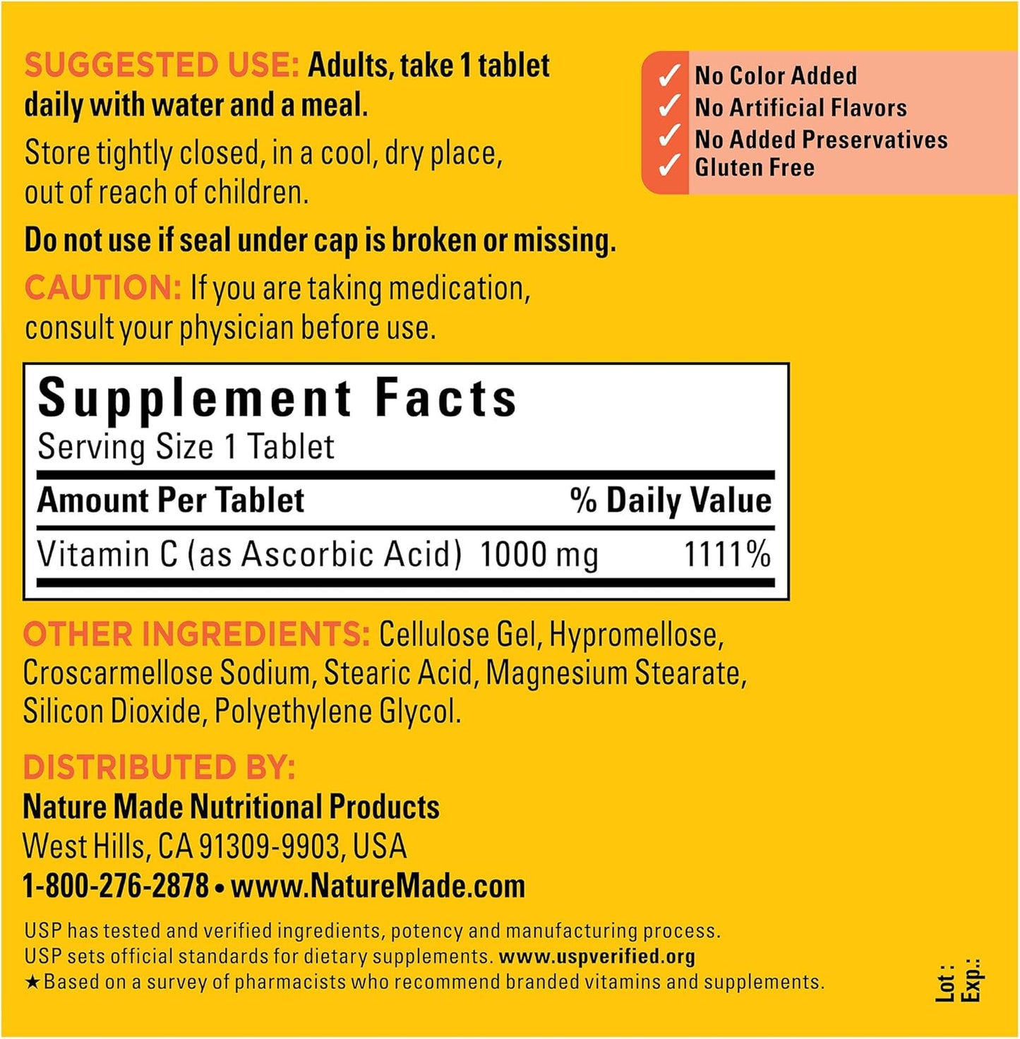 Nature Made Vitamin C 1000 Mg Extra Strength, Dietary Supplement for Immune Support, 300 Tablets, 300 Day Supply