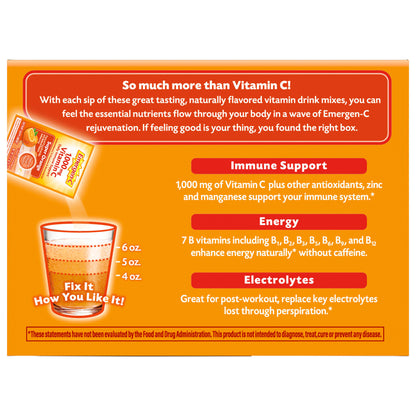 Emergen-C 1000 Mg Vitamin C Daily Immune Support Variety Pack Drink Mix, 120 Packets