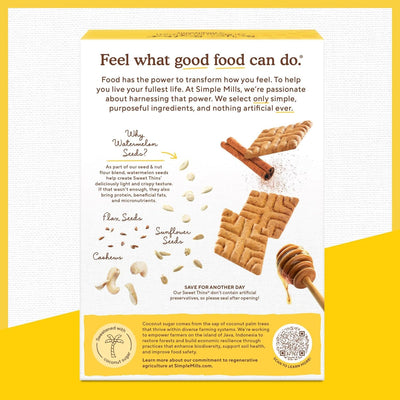 Simple Mills Sweet Thins Cookies, Seed and Nut Flour, Honey Cinnamon - Gluten Free, Paleo Friendly, Healthy Snacks, 4.25 Ounce (Pack of 1)
