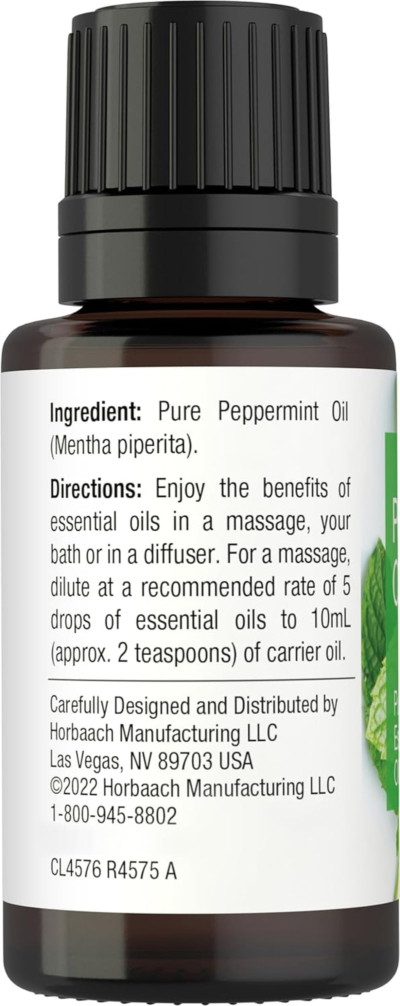 Horbäach Peppermint Essential Oil | .51 Fl Oz (15Ml) | for Massage, Bath, Diffuser, Aroma Spray & More