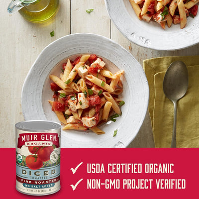 Muir Glen Organic Diced Fire Roasted Canned Tomatoes, No Salt Added, 14.5 Oz.
