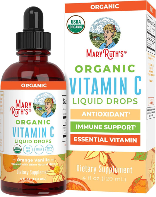 Maryruth Organics Organic Vitamin C Supplement | Liquid Vitamin C Liquid Drops for Adults & Kids | Immune Support Supplement for Overall Health | Vegan | Non-Gmo | Gluten Free | 4 Fl Oz