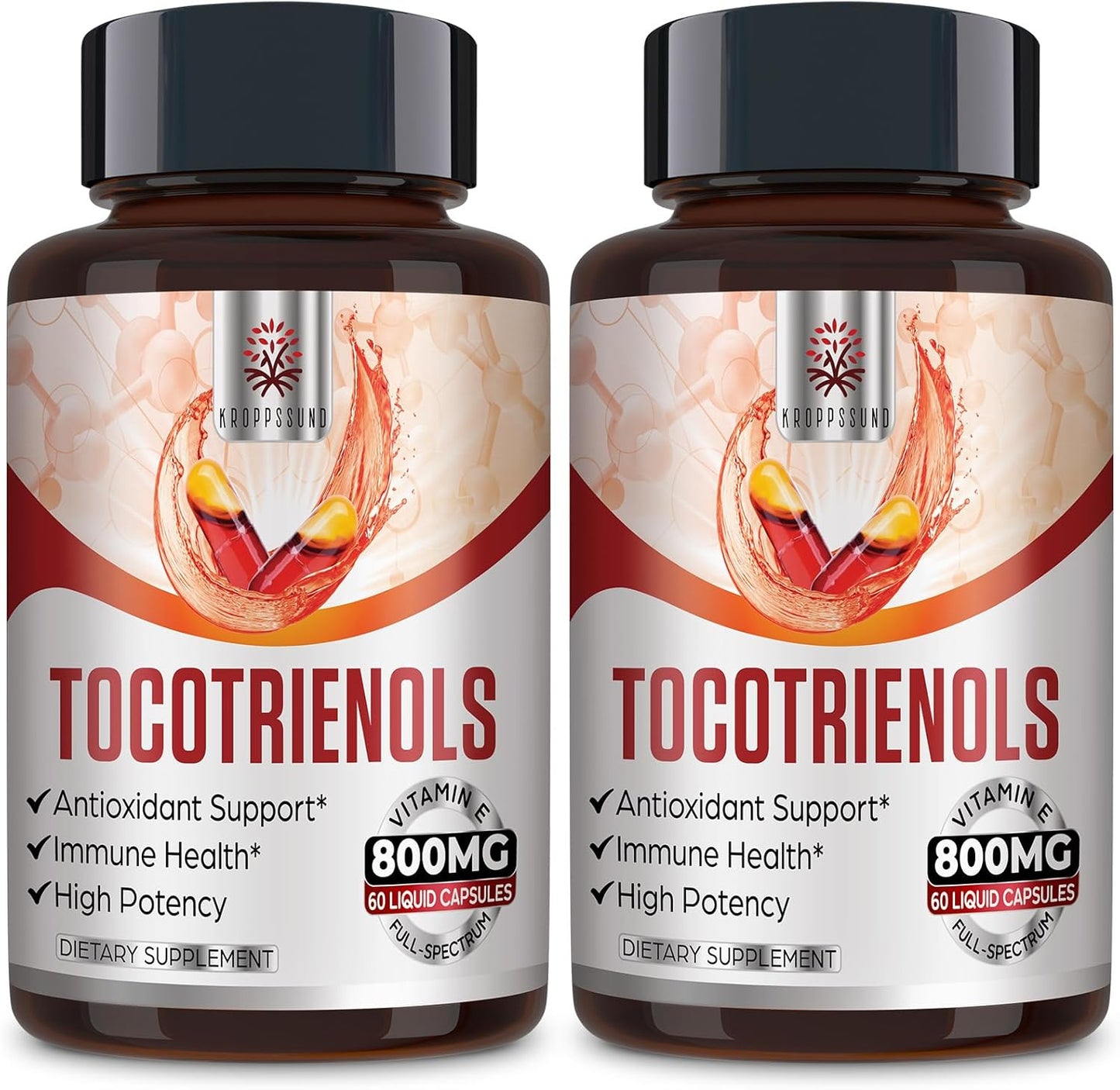 Kroppssund Tocotrienol Supplement Full Spectrum, Tocotrienol Vitamin E-Tocotrienols 800Mg - 120 Liquid-Filled Capsules