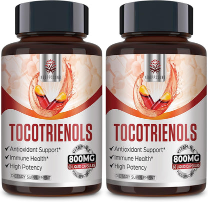 Kroppssund Tocotrienol Supplement Full Spectrum, Tocotrienol Vitamin E-Tocotrienols 800Mg - 120 Liquid-Filled Capsules