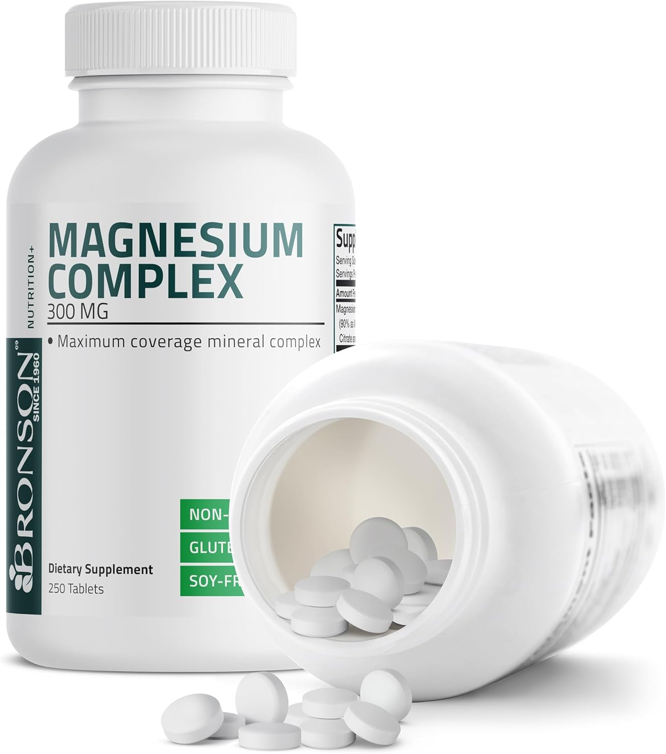 Bronson Triple Magnesium Complex Maximum Coverage 300Mg - Non-Gmo Formula, 250 Tablets
