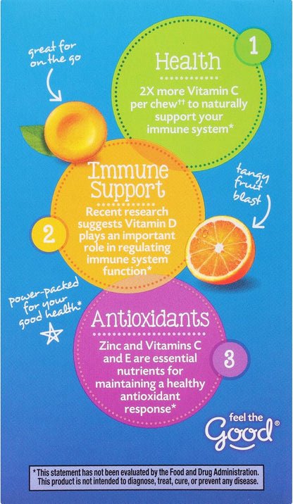 Emergen-C Immune+ Chewables 1000Mg Vitamin C with Vitamin D Tablet, Immune Support Dietary Supplement for Immunity, Orange Blast Flavor - 42 Count