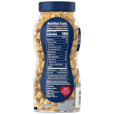 PLANTERS Salted Dry Roasted Peanuts, Party Snacks, Plant Based Protein 16Oz (1 Jar)