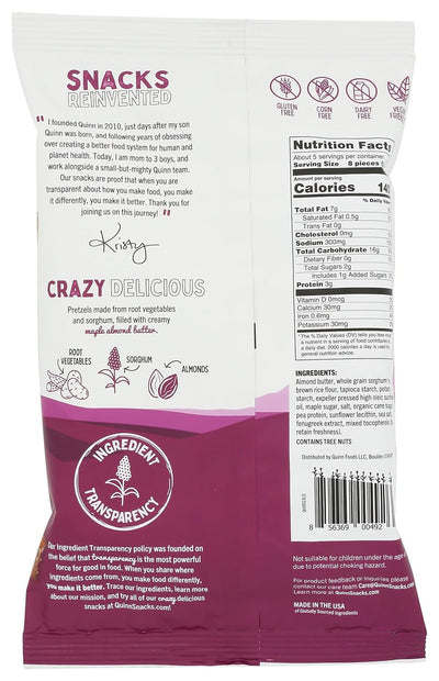 Quinn Maple Almond Butter Filled Pretzel Nuggets, 5Oz Bag