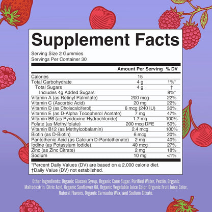 Maryruth Organics Kids Vitamins | Multi | 1 Month Supply | Multivitamin Gummies for Ages 4+ | Multivitamin for Kids | Vegan | Only 2 Gummies a Day | 60 Count