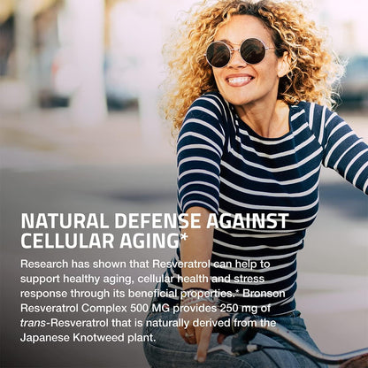 Bronson Resveratrol 500 Complex Standardized Trans-Resveratrol + Grape Seed & Red Wine Extract, 60 Capsules