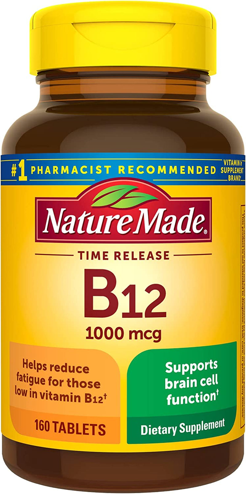 Nature Made Vitamin B12 1000 Mcg, B12 Vitamins, Dietary Supplement for Energy Metabolism Support, 160 Time Release Tablets, 160 Day Supply