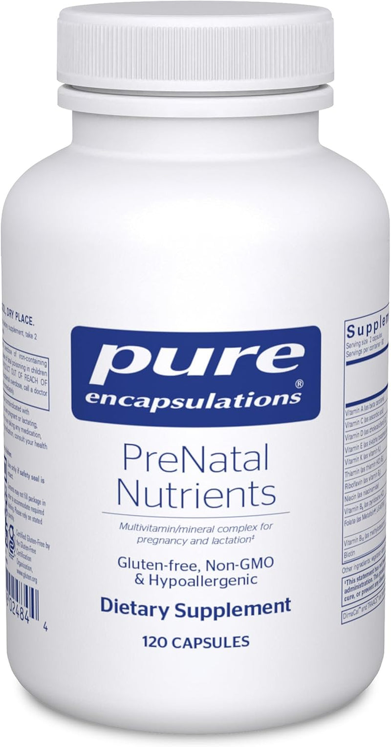 Pure Encapsulations Prenatal Nutrients - for Pregnancy & Lactation - Aids Energy & DNA Development* - with Folate, Choline & Iron - Gluten Free & Non-Gmo - 120 Capsules