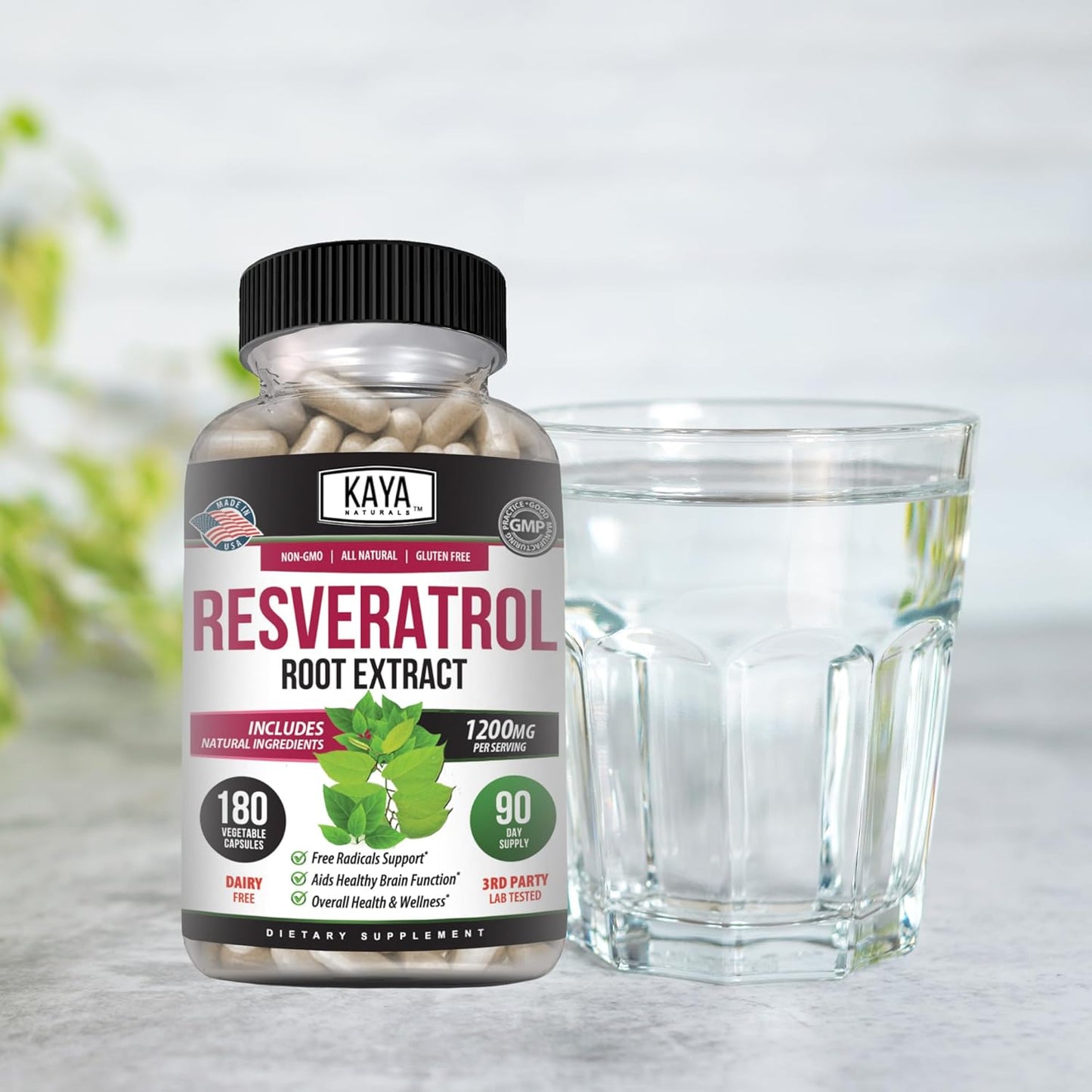 Naturals - Resveratrol Capsules - anti Aging Supplement - Antioxidants with Brain Support - Maximum Benefits - 180 Veggies Capsules