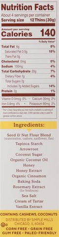 Simple Mills Sweet Thins Cookies, Seed and Nut Flour, Honey Cinnamon - Gluten Free, Paleo Friendly, Healthy Snacks, 4.25 Ounce (Pack of 1)
